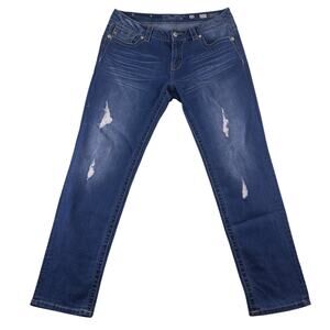 MISS ME Denim Women's Embellished Distressed Mid Rise‎ Cuffed Skinny Jeans 31